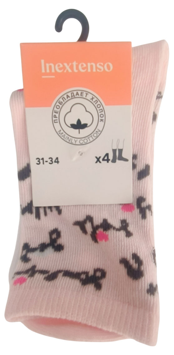 Изображение товара Носки для девочек InExtenso 4 пары повседневные хлопковые универсальные