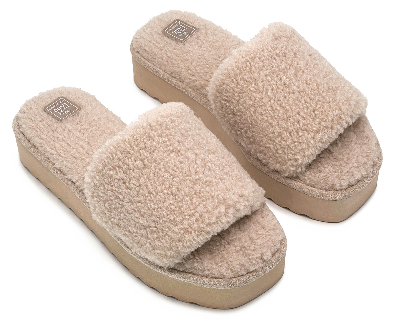 Изображение товара Женские домашние тапочки LuckyLand открытый нос бежевый размер 38