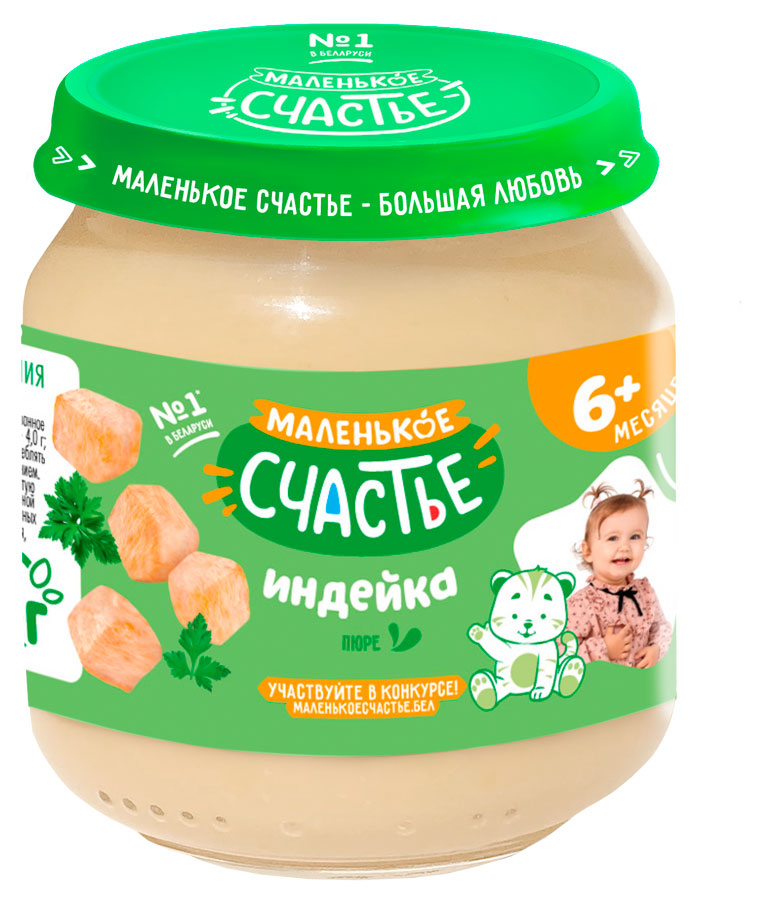 

Пюре мясное Маленько счастье индейка 6+ мес., 80 г
