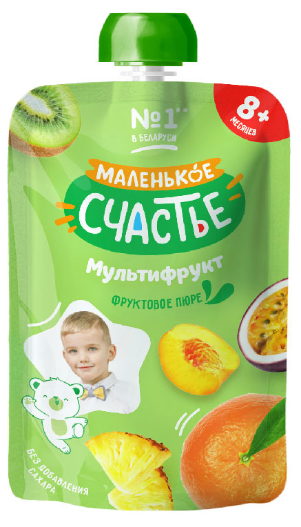 

Пюре Маленько счастье мультифрукт с 8 мес., 90 г