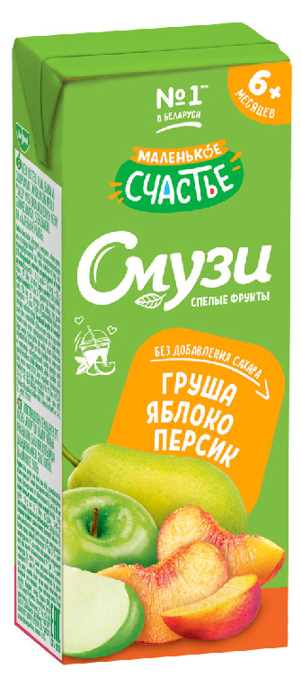 

Смузи Маленько счастье яблоко груша персик с 6 мес., 200 мл
