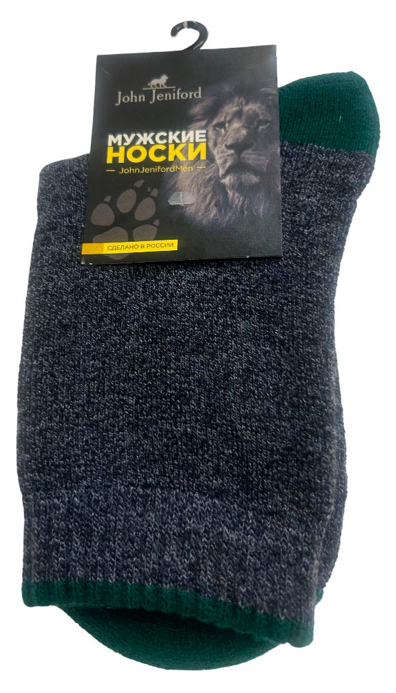 Изображение товара Мужские носки John Jeniford зимние серо-зеленые, махровые, размер 25