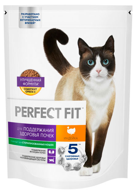 Изображение товара Сухой корм для кошек PERFECT FIT с индейкой 650 г
