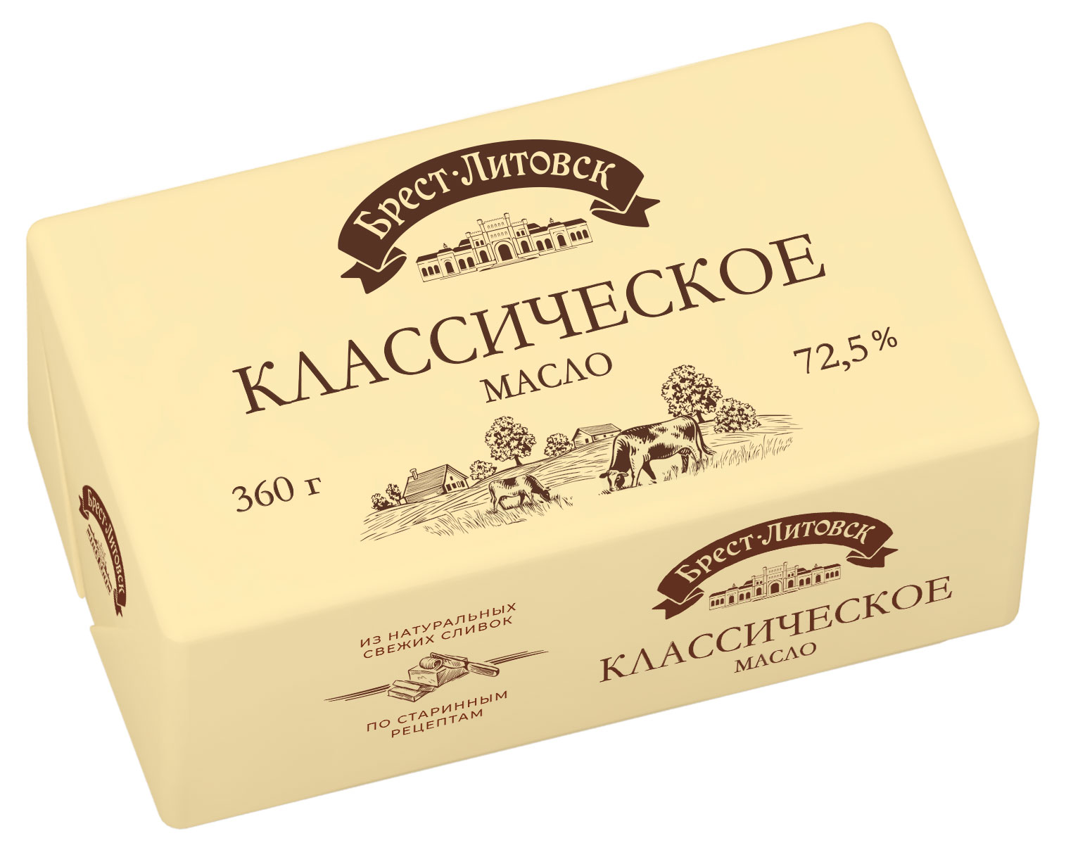 Изображение товара Масло сливочное «Брест-Литовск» Классическое 72,5% БЗМЖ, 360 г