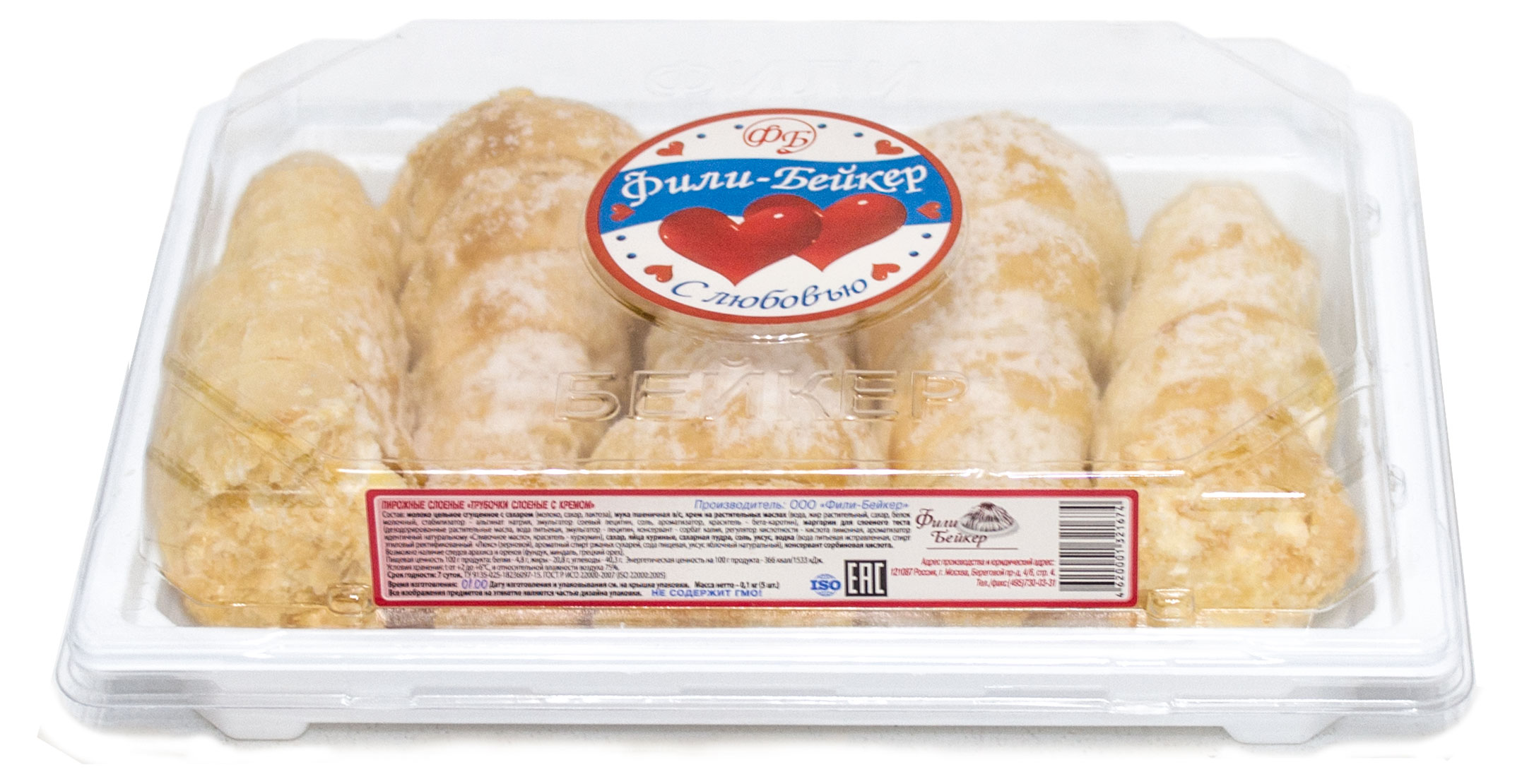 

Пирожные слоеные Фили-Бейкер Трубочки слоеные с кремом, 100 г