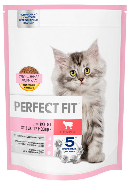Изображение товара Сухой корм для котят PERFECT FIT с говядиной, 650 г