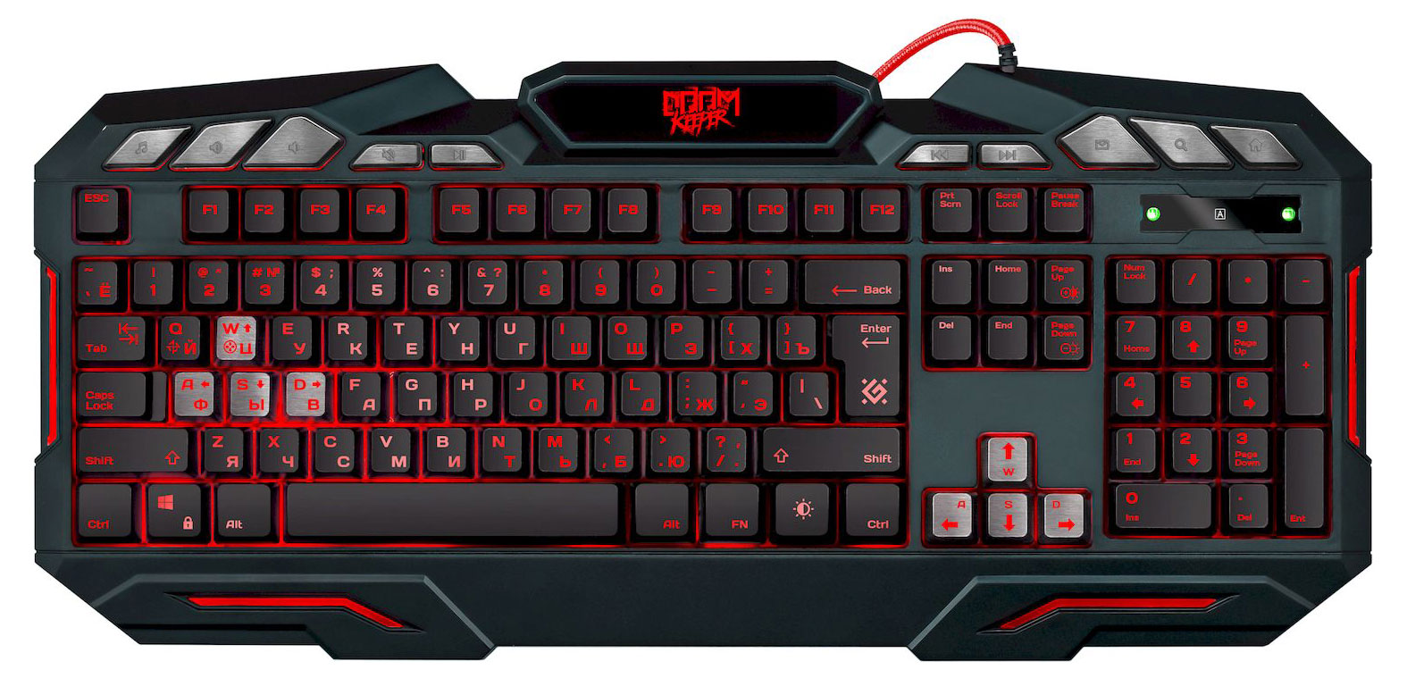 

Клавиатура проводная игровая Defender Doom Keeper GK-100DL RU Anti-Ghost 3-цветная