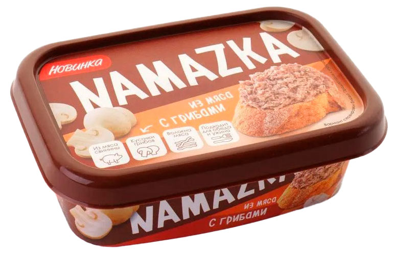 Изображение товара Намазка мясная «Брестский мясокомбинат» Namazka из мяса свинины с грибами Беларусь охлажденная, 150 г