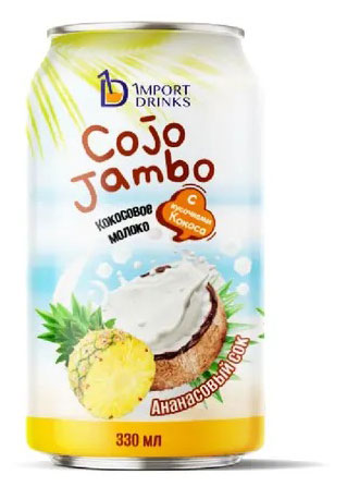 Изображение товара Напиток газированный Cojo Jambo с ананасовым соком и кокосовым молоком, 0,33 л