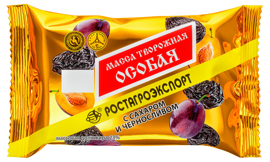 Изображение товара Масса творожная «РостАгроЭкспорт» с черносливом 23% БЗМЖ, 180 г