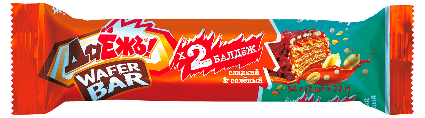 

Конфеты ДАЕЖЪ WAFER BAR с карамелью арахисом и солеными кранчами, 54 г