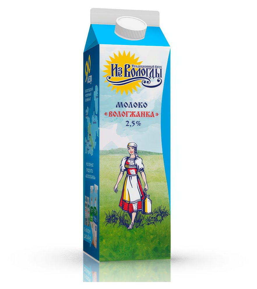 Изображение товара Молоко пастеризованное питьевое Вологжанка 2,5% 1 кг