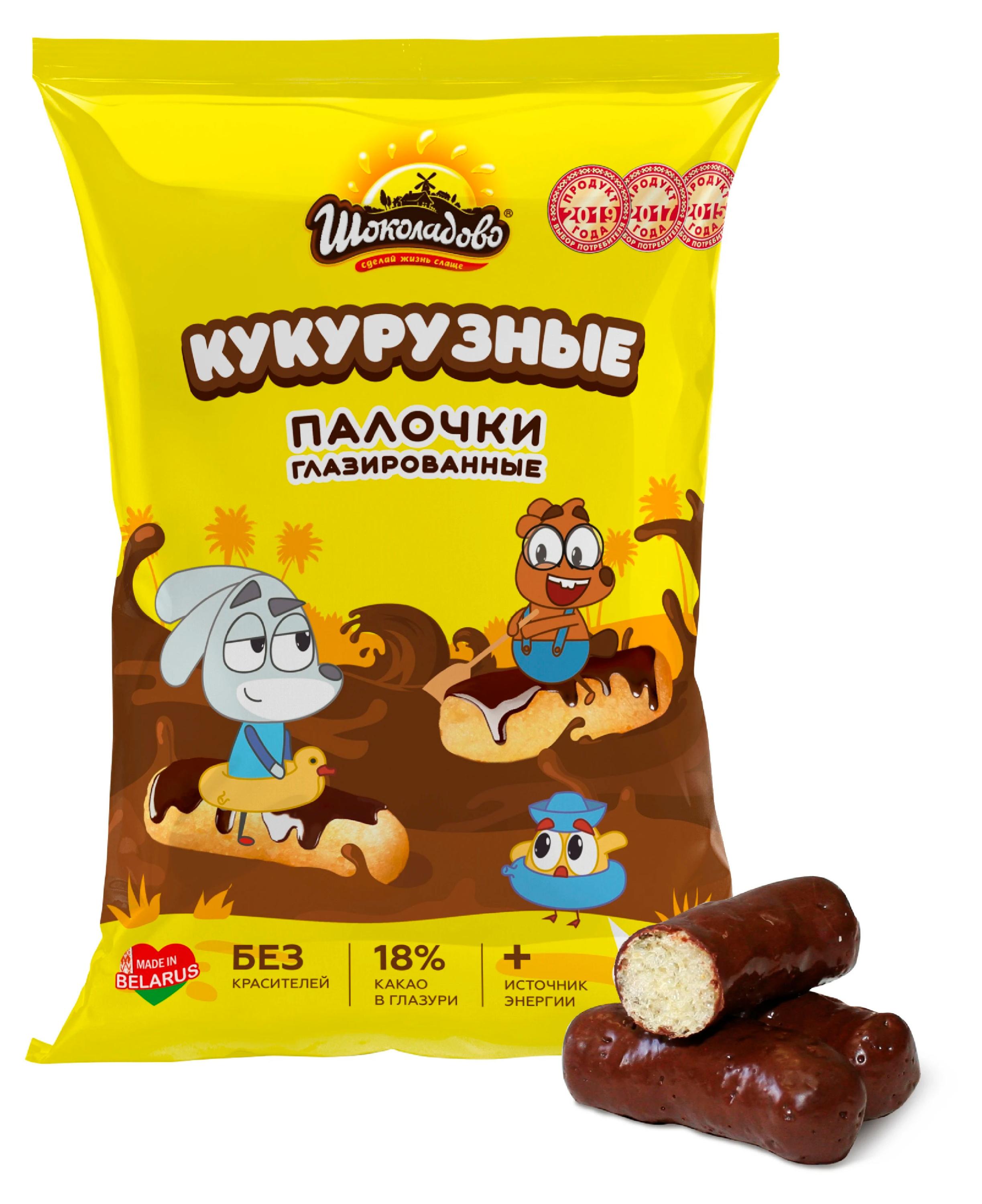 Изображение товара Кукурузные палочки «Шоколадово» глазированные с какао 18% Беларусь, 250 г