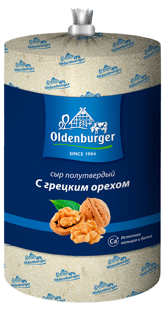 

Сыр полутвердый Oldenburger с грецким орехом 45% БЗМЖ, вес