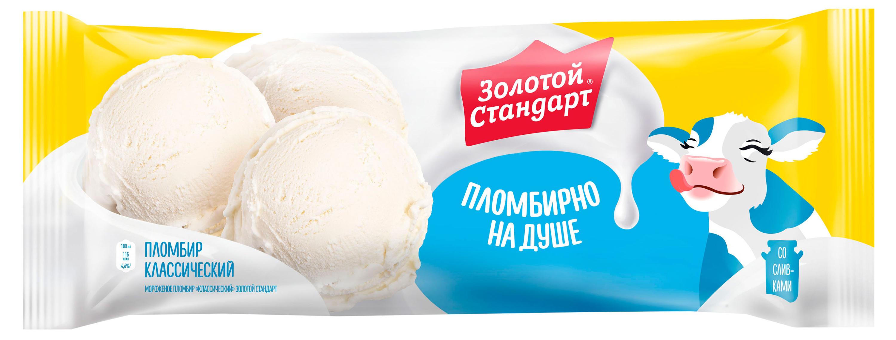 

Мороженое пломбир Золотой стандарт классический со вкусом сливок БЗМЖ, 380 г