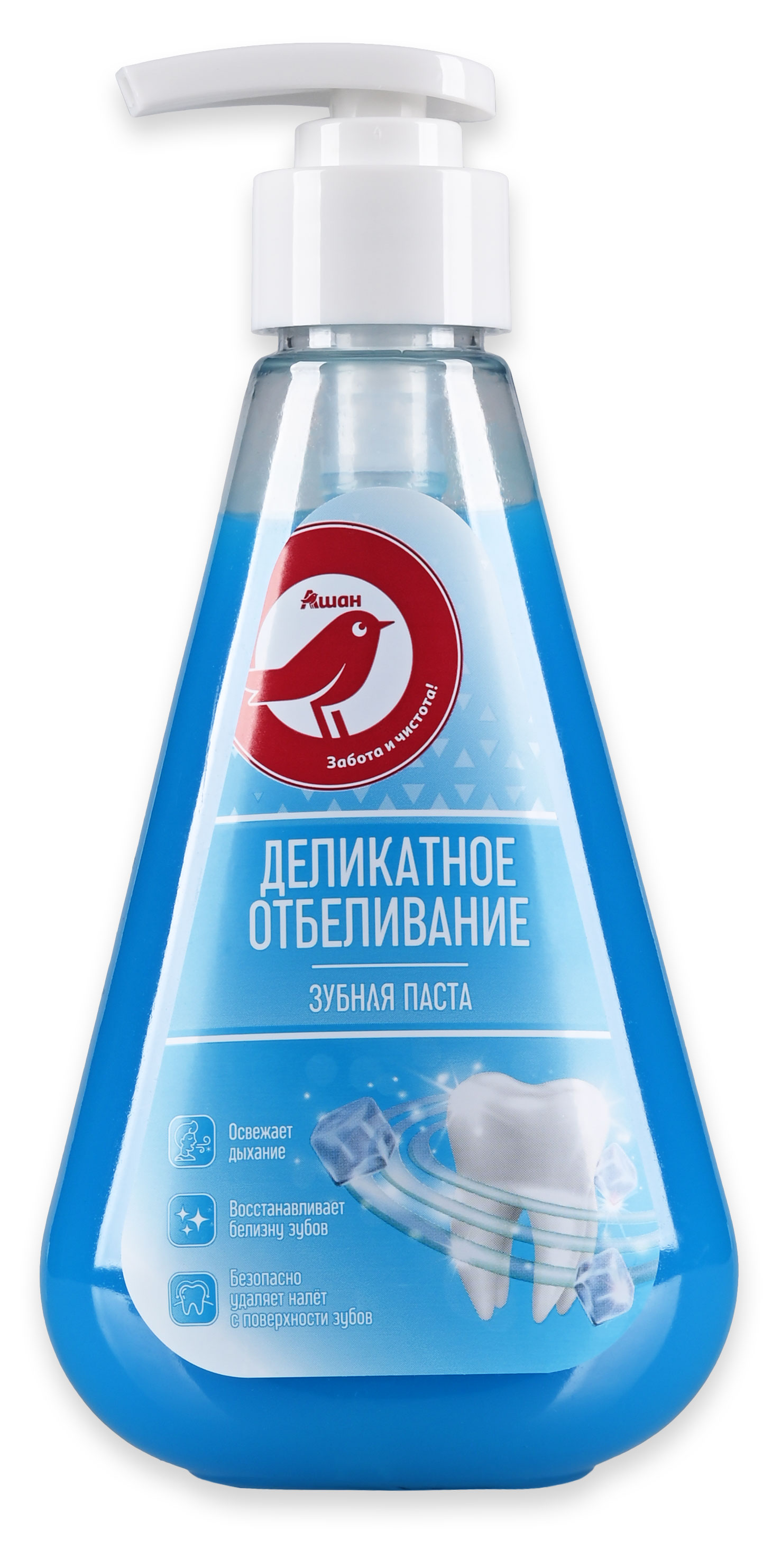 Изображение товара Зубная паста АШАН Красная птица Деликатное отбеливание, 225 мл