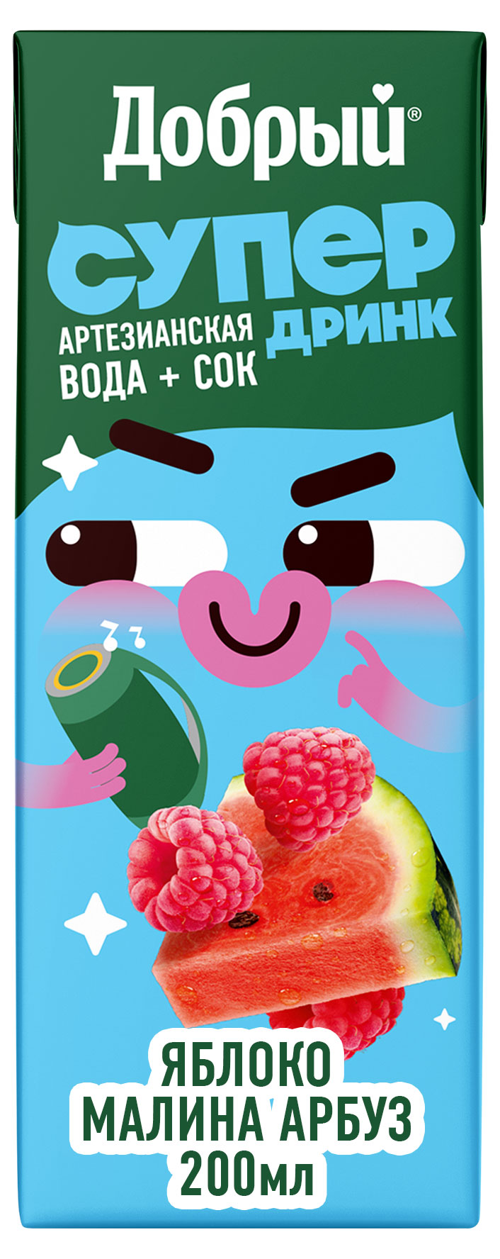 Изображение товара Напиток сокосодержащий «Добрый» Active kid яблоко-малина-арбуз, 200 мл