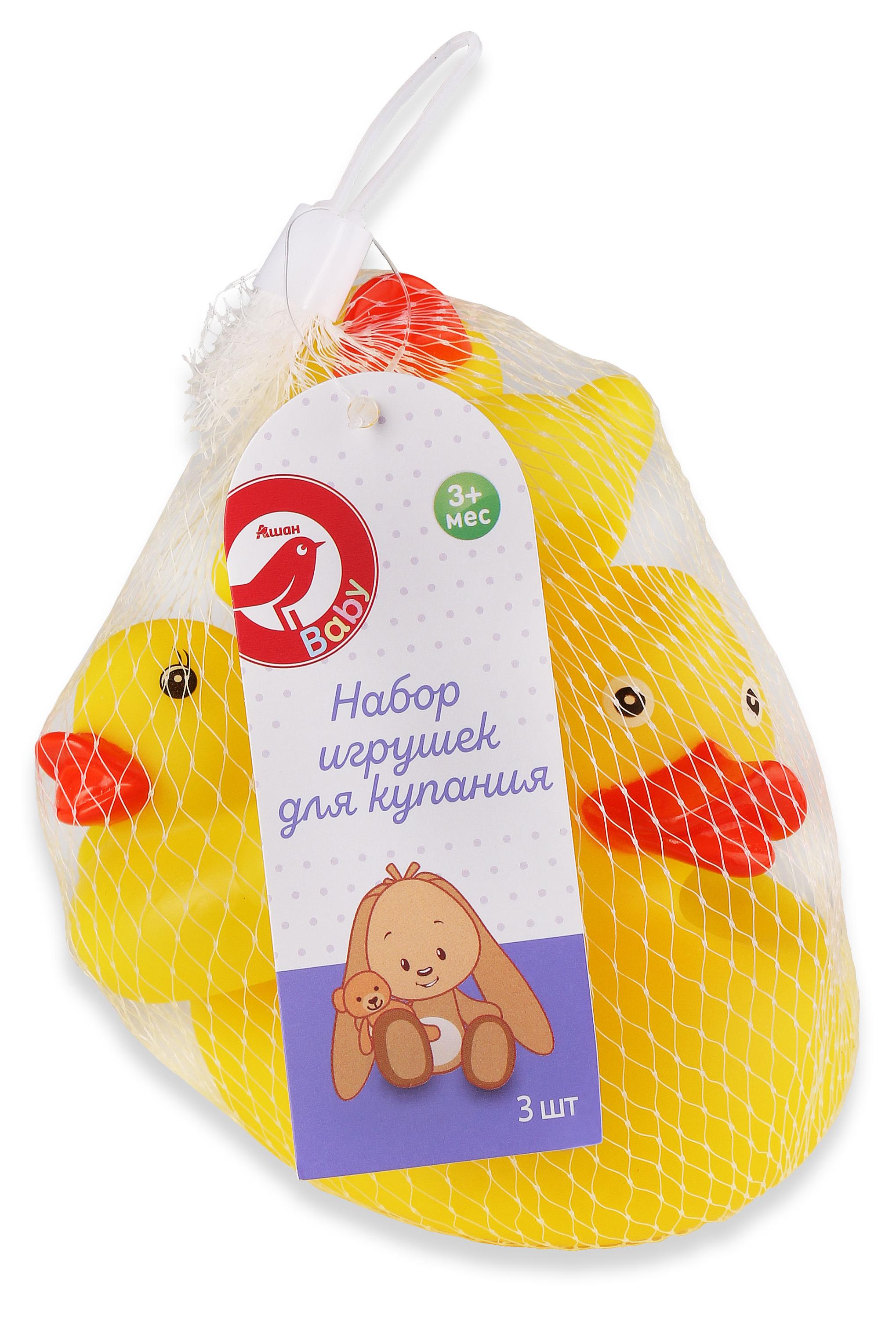 Изображение товара Набор игрушек для купания АШАН Красная птица Baby Уточки резиновые 3+ мес.