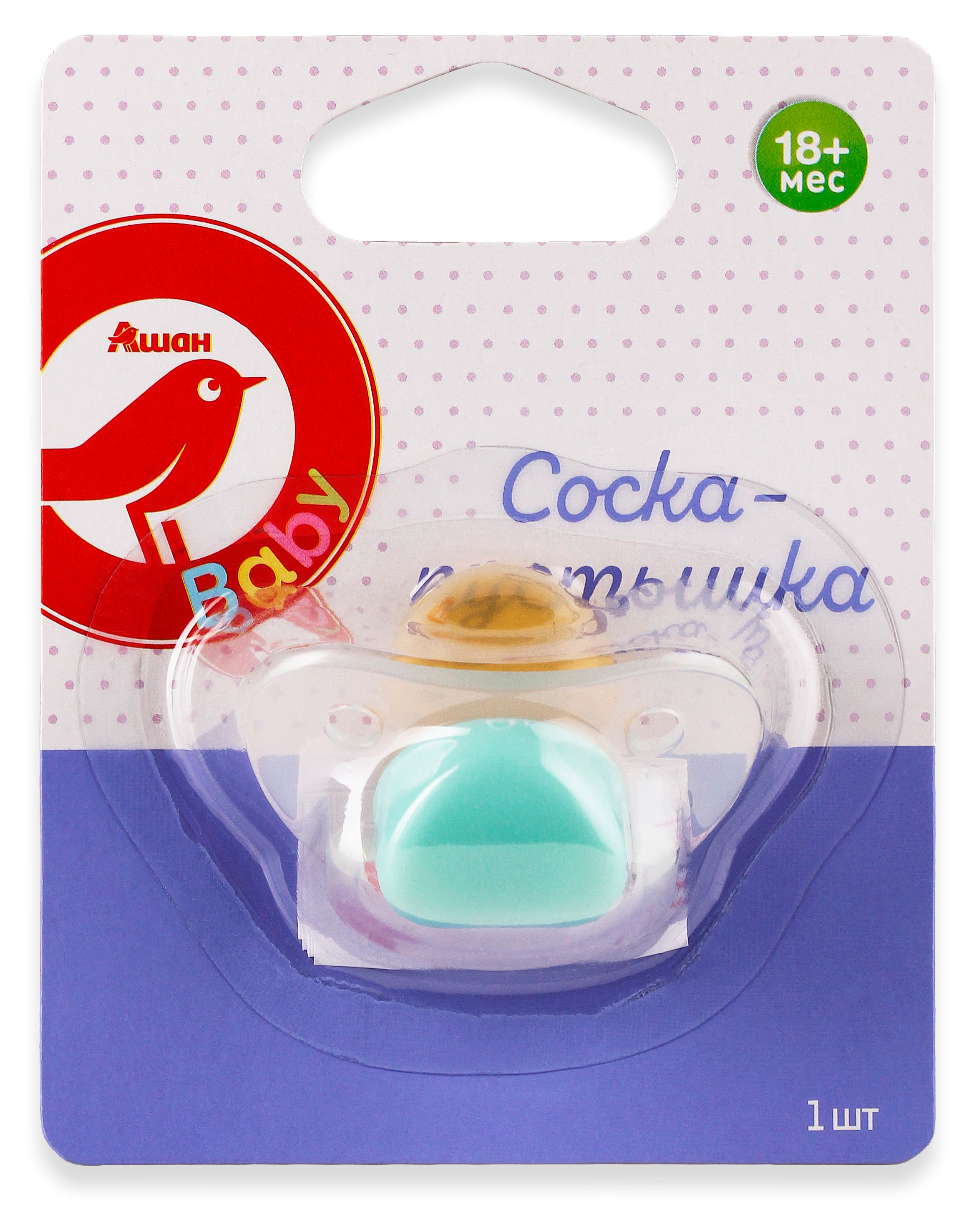 

Соска-пустышка АШАН Красная птица Baby с 18 мес., 1 шт
