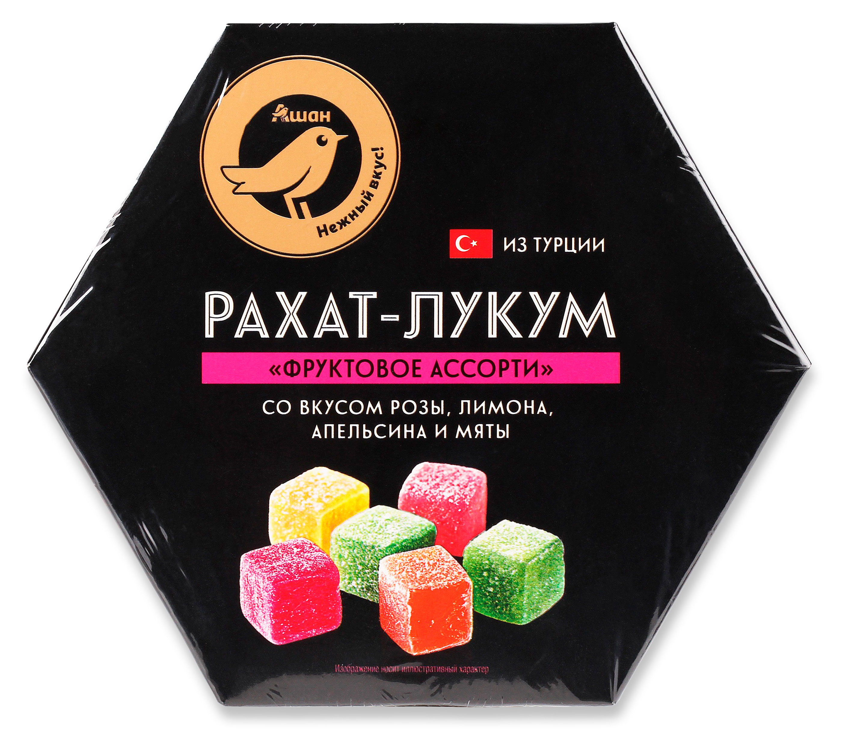 

Рахат-лукум АШАН Золотая птица Фруктовое ассорти, 250 г
