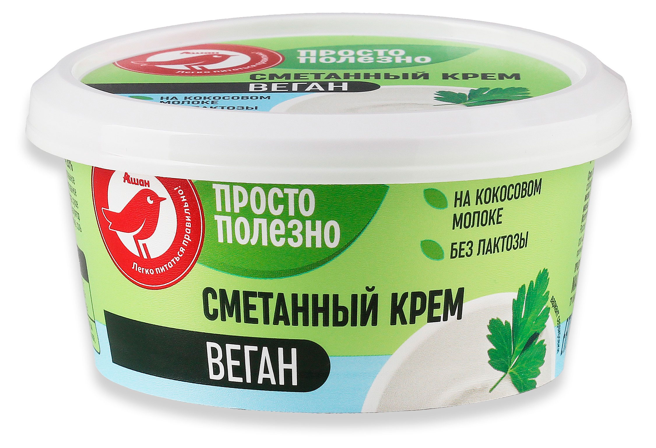 Изображение товара Сметанный крем АШАН Красная птица на кокосовом молоке 20% ЗМЖ, 140 г