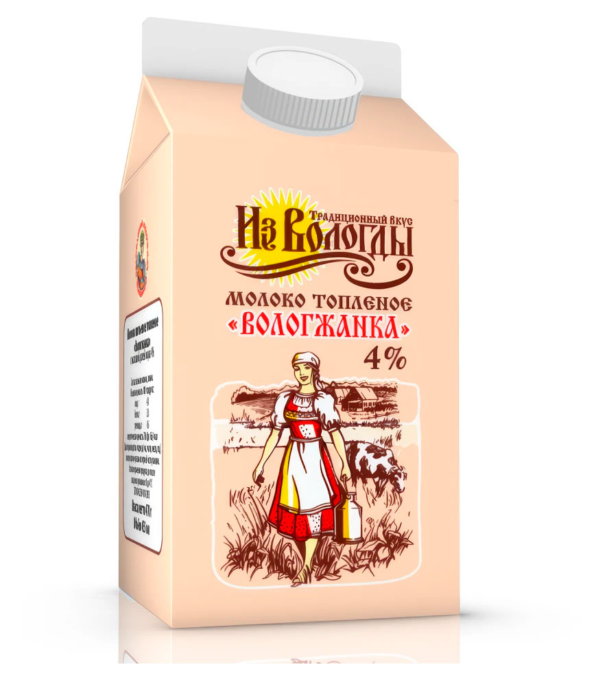 Изображение товара Пастеризованное топленое молоко Вологжанка 4% 470 г