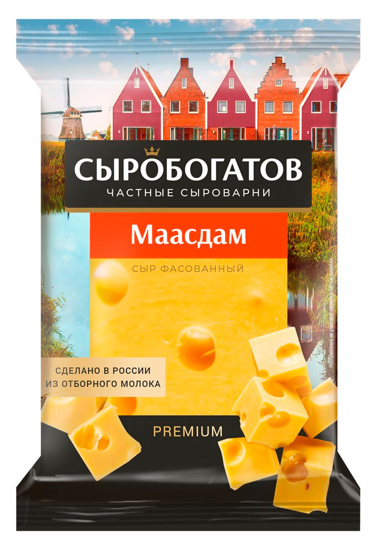Изображение товара Сыр полутвердый Маасдам «Сыробогатов» 45% БЗМЖ, 180 г