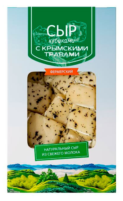 Изображение товара Сыр полутвердый Долина Легенд с крымскими травами кубиками 120 г 50%