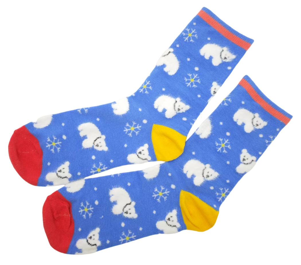 Изображение товара Женские синие носки с узором медведи 38-42 классические для повседневных образов