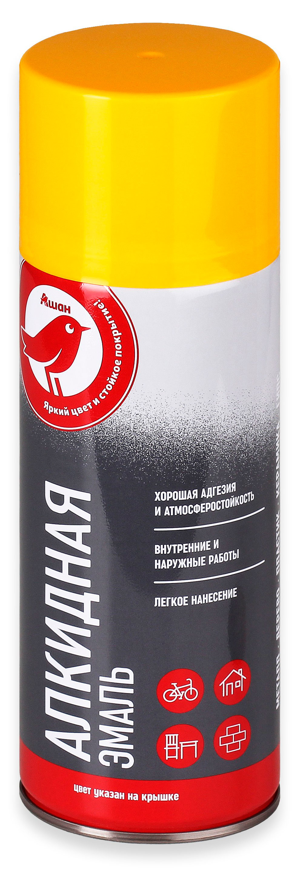 

Эмаль АШАН Красная птица RAL 1018 алкидная жёлтая глянцевая, 520 мл