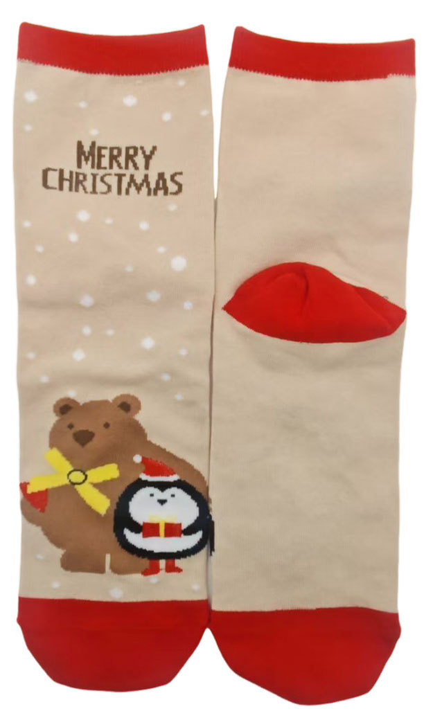 

Носки женские новогодние бежевые, р 38-42