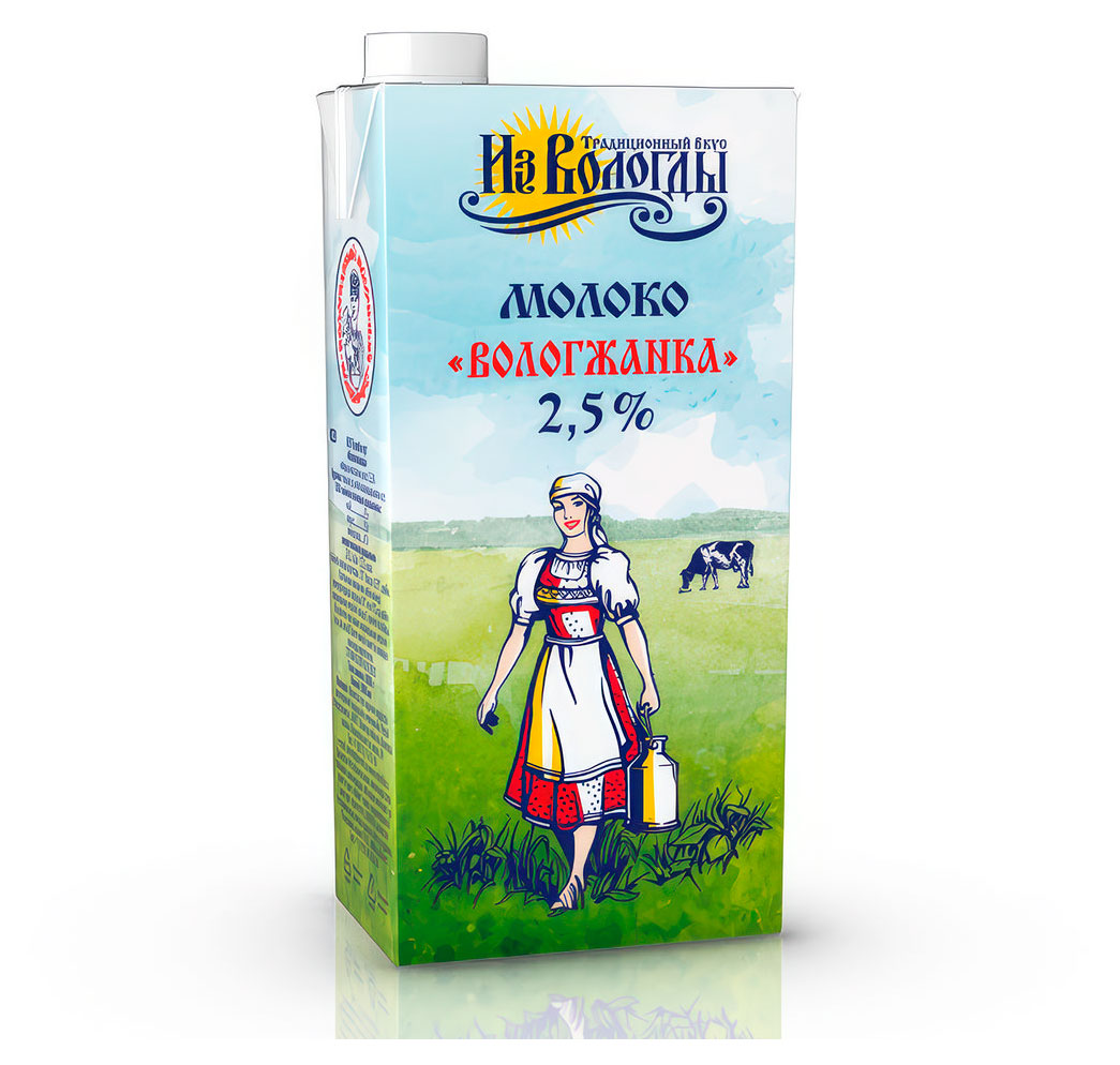Изображение товара Молоко питьевое «Вологжанка» ультрапастеризованное стерилизованное 2,5% БЗМЖ, 1 л