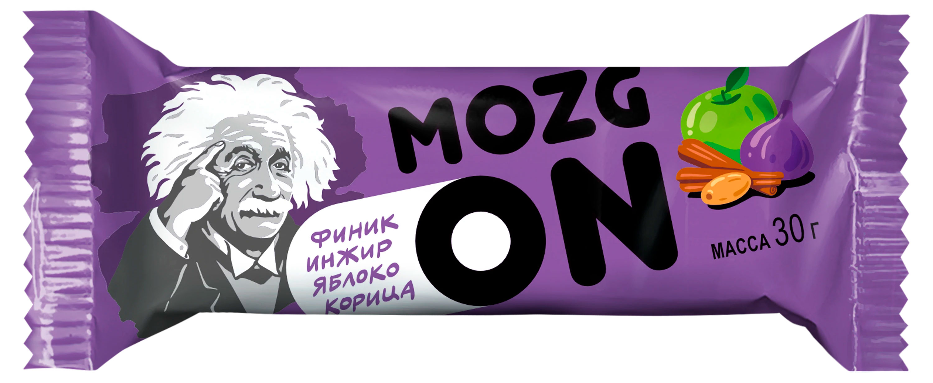 Изображение товара Батончик фруктово-ореховый Mozgon Финик-инжир-яблоко-корица Беларусь, 30 г