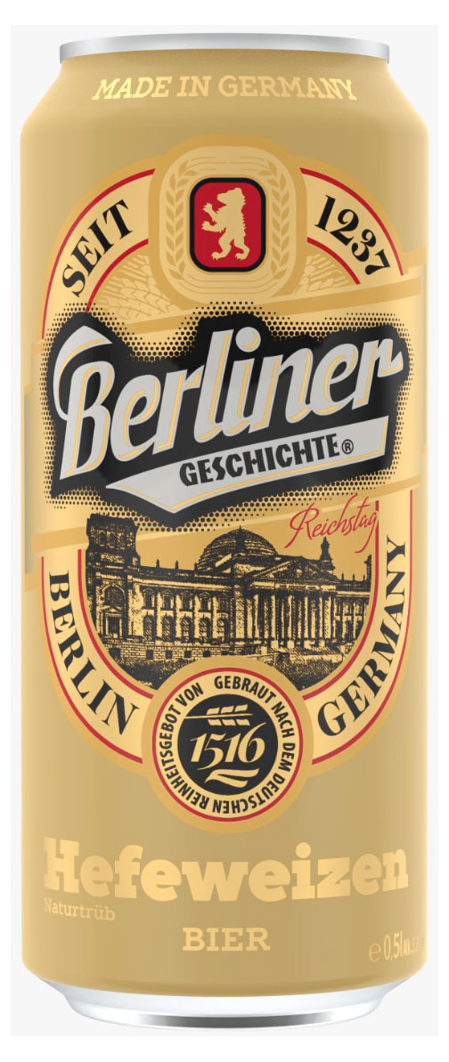 

Пиво светлое Berliner Geschichte Hefeweizen 5,2%, 500 мл