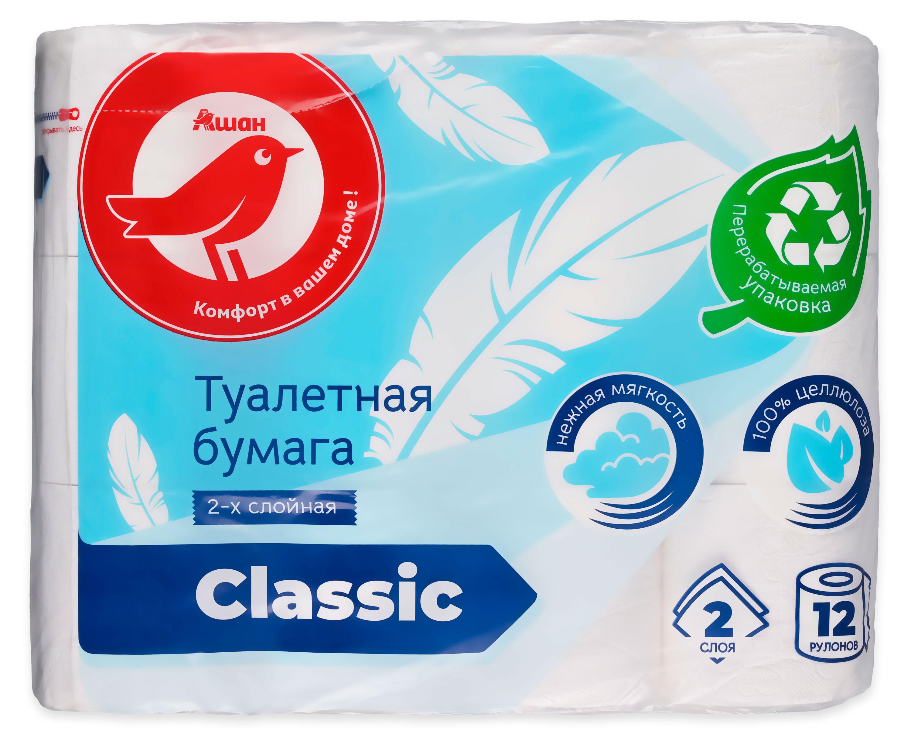 

Туалетная бумага АШАН Красная птица 2 слоя, 12 рулонов