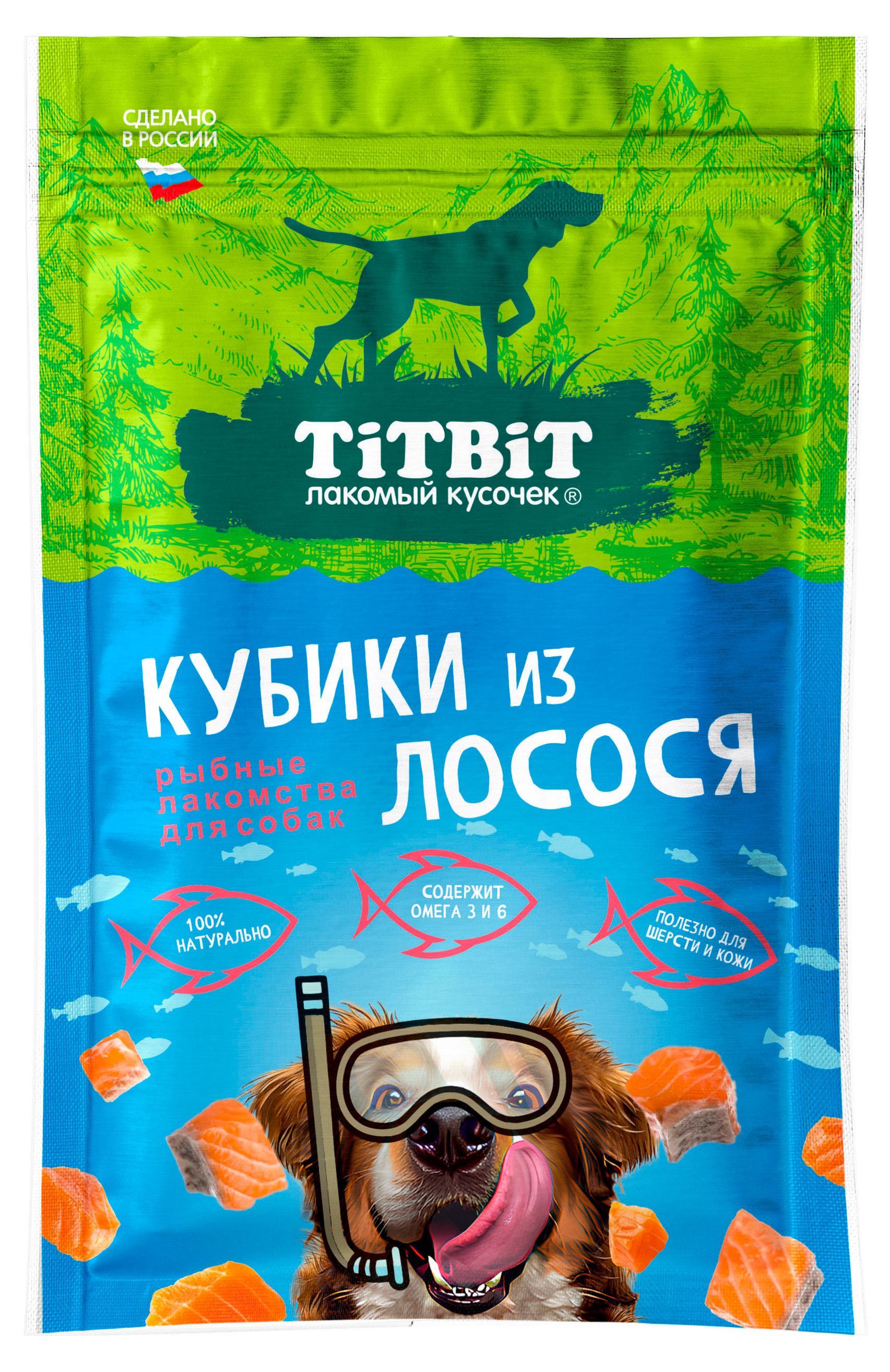 

Лакомство для собак TiTBiT Кубики из лосося, 80 г