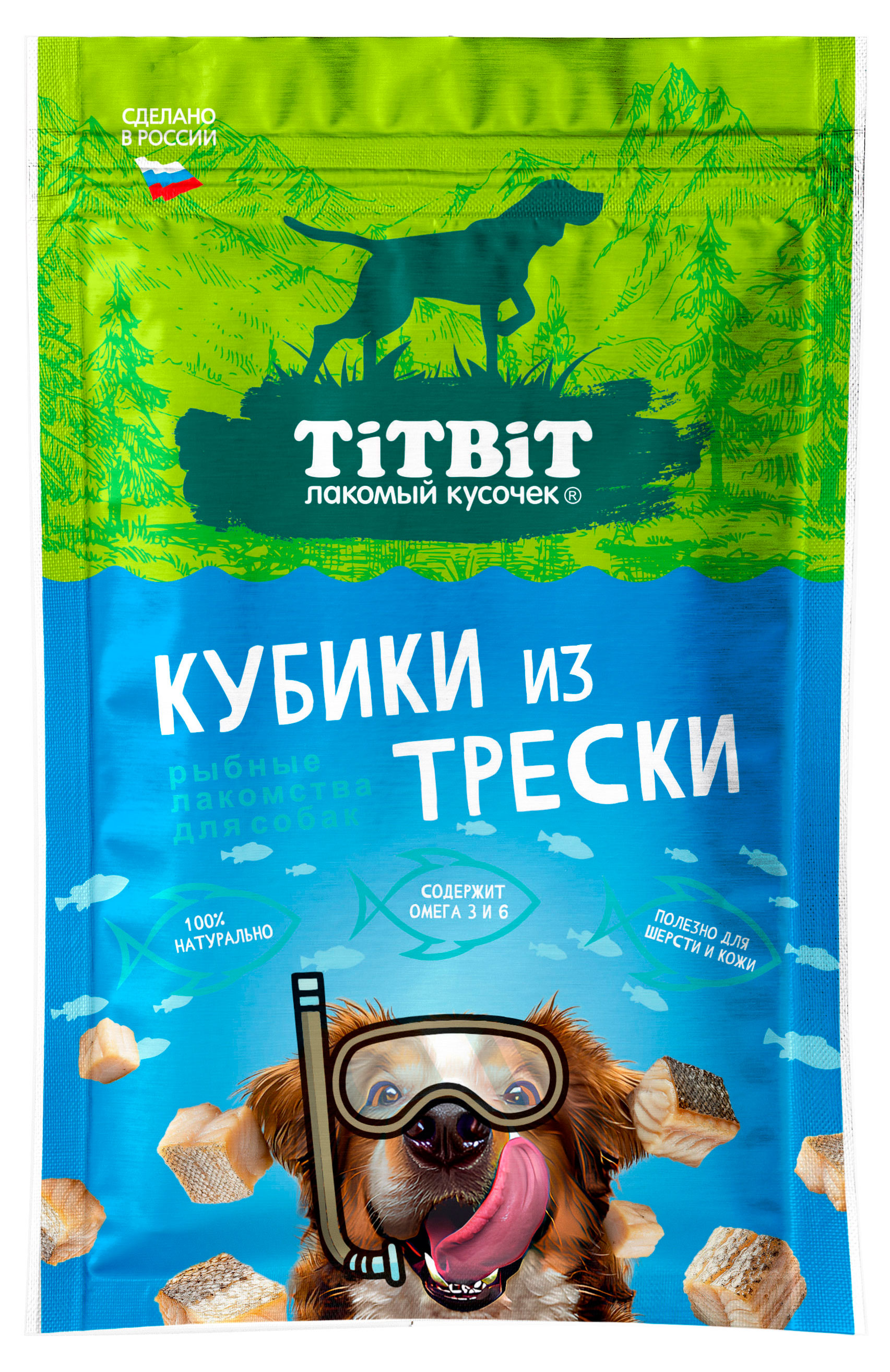 

Лакомство для собак TiTBiT Кубики из трески, 80 г