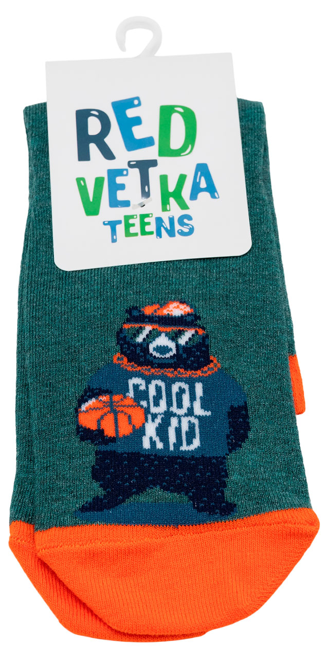 Изображение товара Детские носки Красная Ветка Медведь зеленые, р 20-22, натуральный хлопок