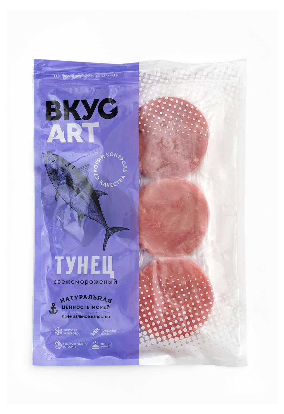 Изображение товара Тунец замороженный Вкус Арт медальоны, 400 г для суши и салатов