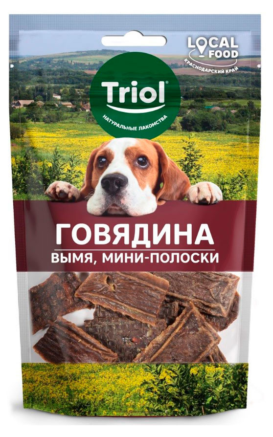 

Лакомство для собак Triol Local Food Вымя говяжье мини-полоски, 50 г