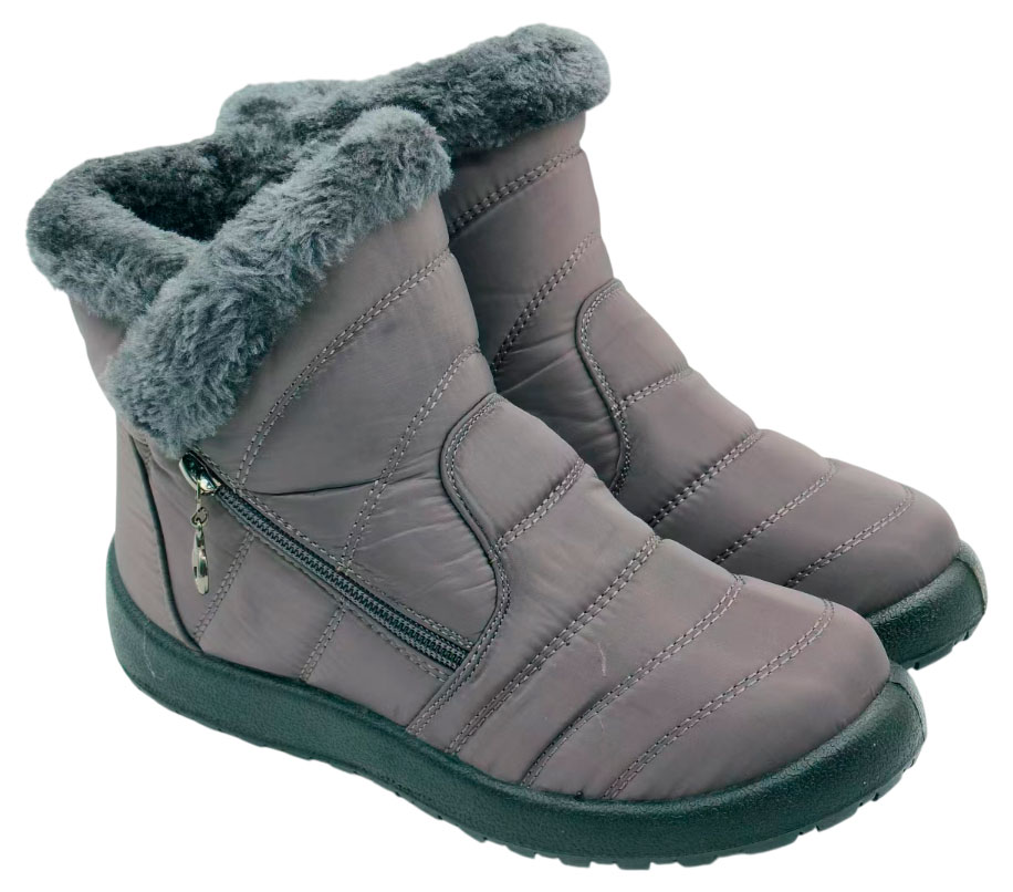 Изображение товара Женские полусапоги LAADE серые из искусственного меха для зимы и демисезона