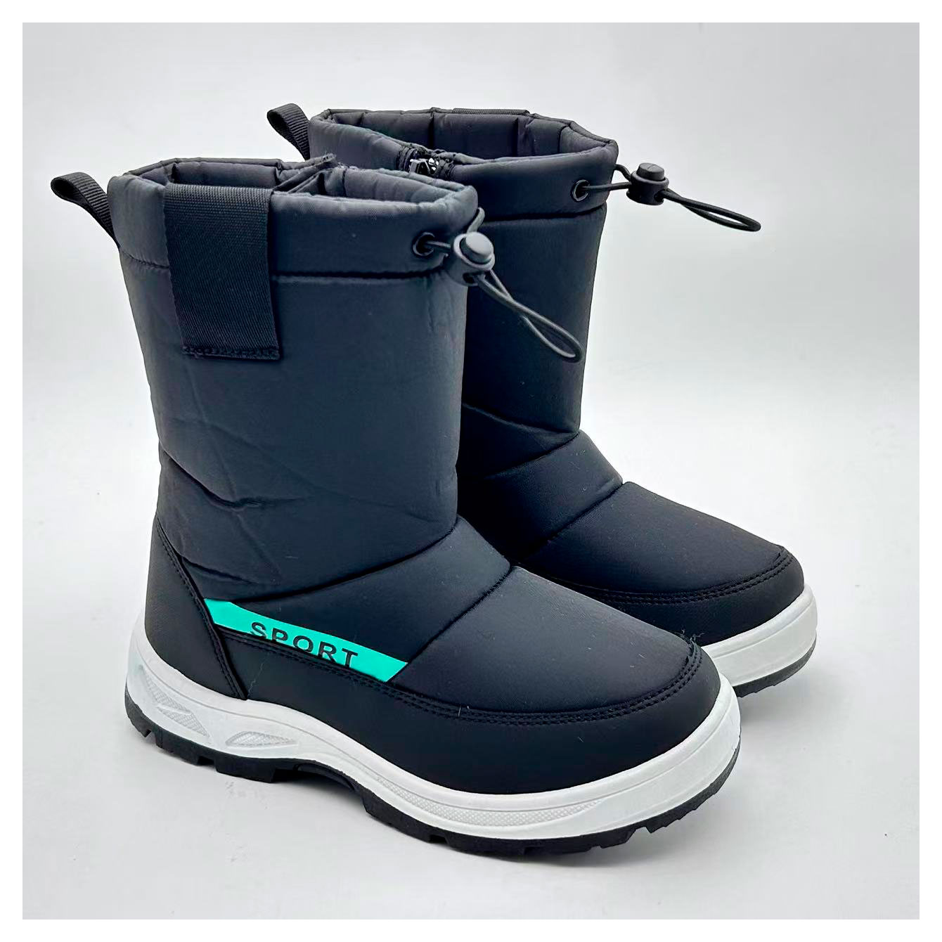 

Сапоги для мальчика InExtenso черные с зеленой полоской