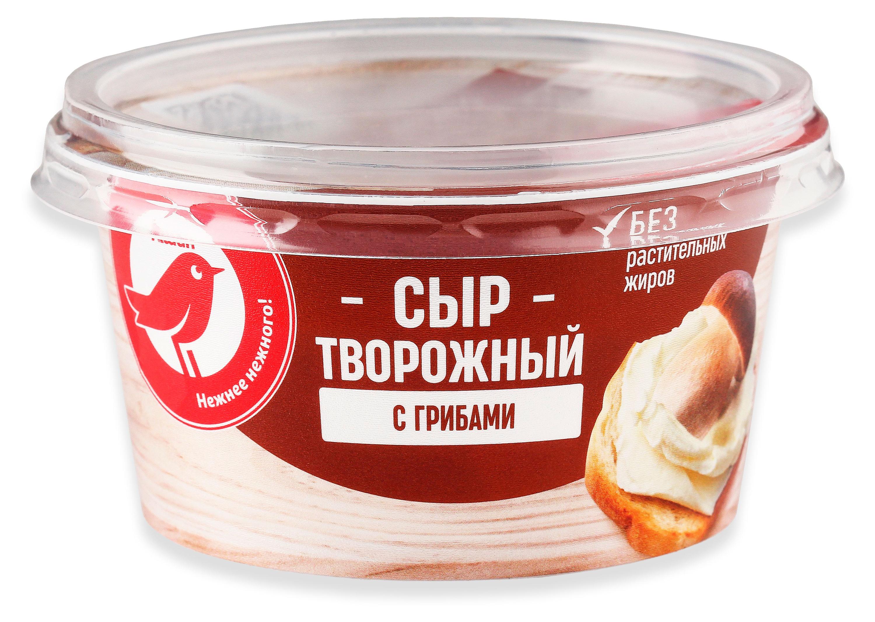 Изображение товара Сыр творожный АШАН Красная птица с грибами 65% БЗМЖ, 140 г