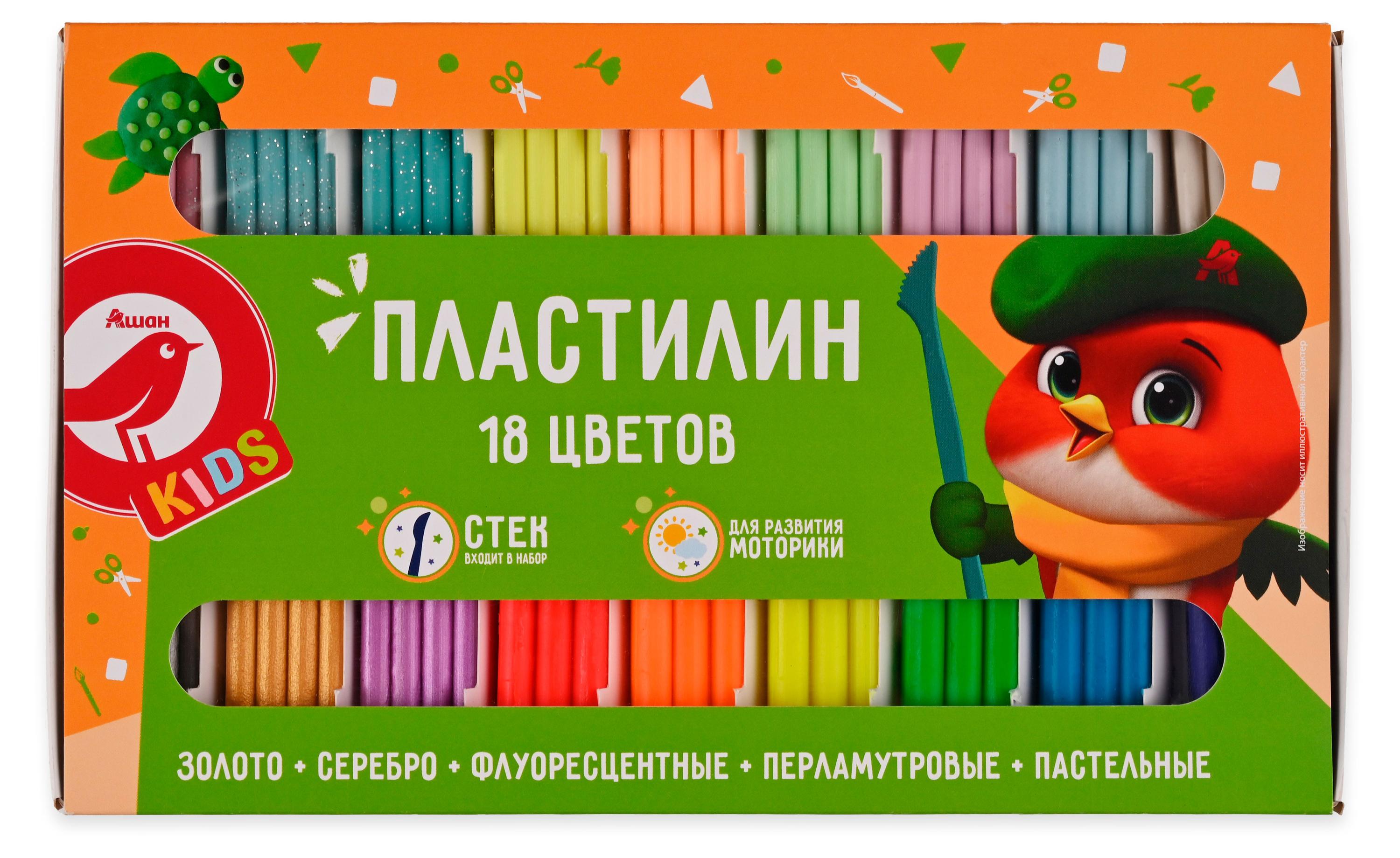 

Пластилин АШАН Красная птица Kids, 18 цветов