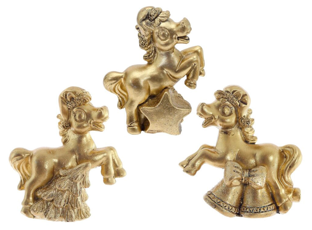 Изображение товара Декоративная фигурка Лошадка золотистая 6,5 см для интерьера и подарка