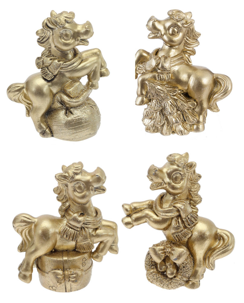 Изображение товара Декоративная фигурка Лошадка золотистая 8 см- стильный сувенир и талисман