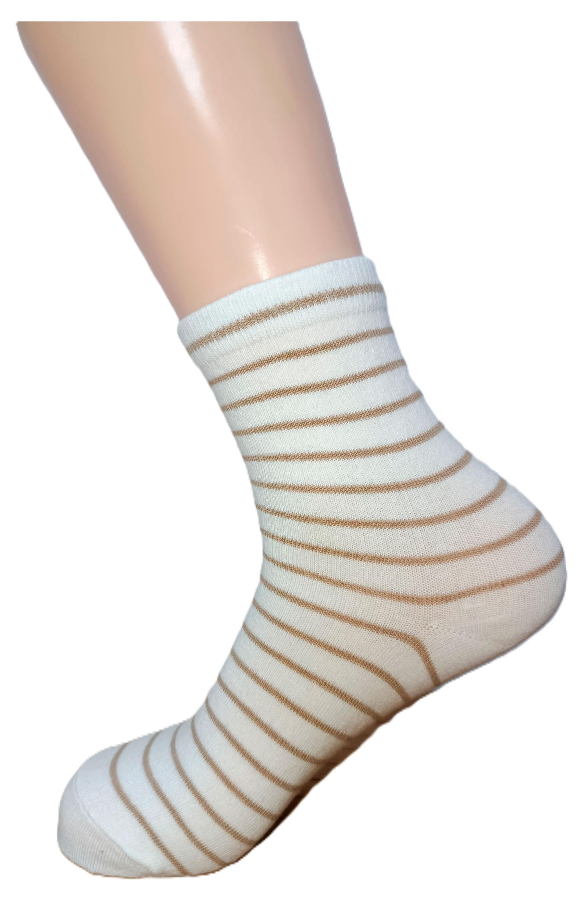 Изображение товара Женские носки Лантана в полоску белые, размер 23-25, классические, повседневные