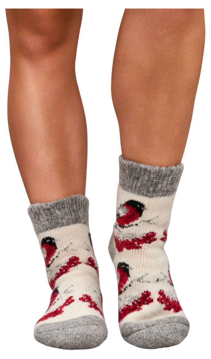 Изображение товара Женские теплые шерстяные носки John Jeniford Снегири размер 25