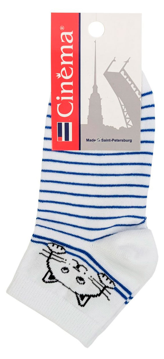 

Носки женские Cinema Кот бело-голубые, размер 23