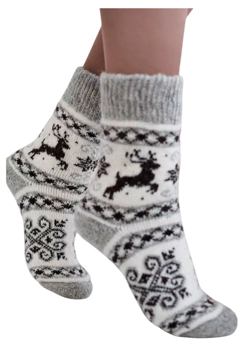 Изображение товара Носки женские John Jeniford Олени шерстяные серые, р 23